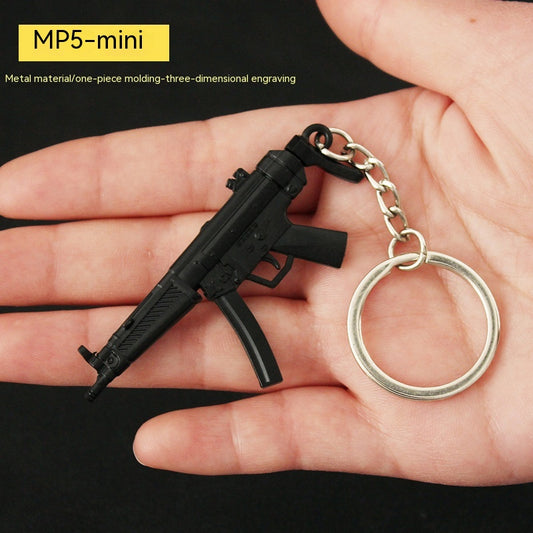 Peace Chicken Weapon Peripheral Mini Pendant MP5 All-metal Model Toy Gun Model Keychain Pendant 7cm