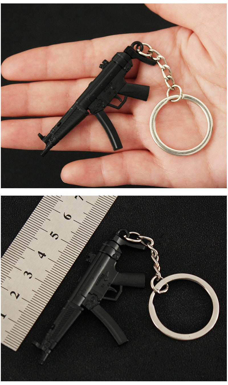 Peace Chicken Weapon Peripheral Mini Pendant MP5 All-metal Model Toy Gun Model Keychain Pendant 7cm