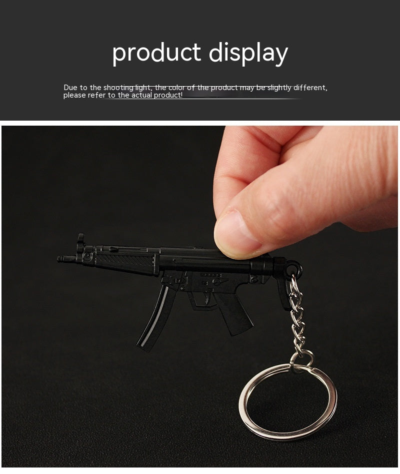 Peace Chicken Weapon Peripheral Mini Pendant MP5 All-metal Model Toy Gun Model Keychain Pendant 7cm