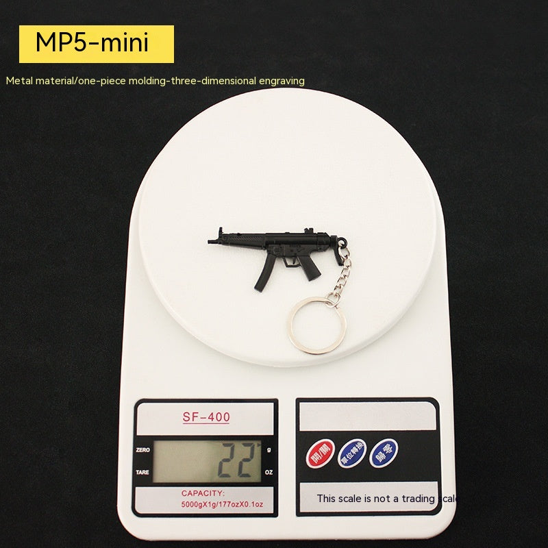 Peace Chicken Weapon Peripheral Mini Pendant MP5 All-metal Model Toy Gun Model Keychain Pendant 7cm