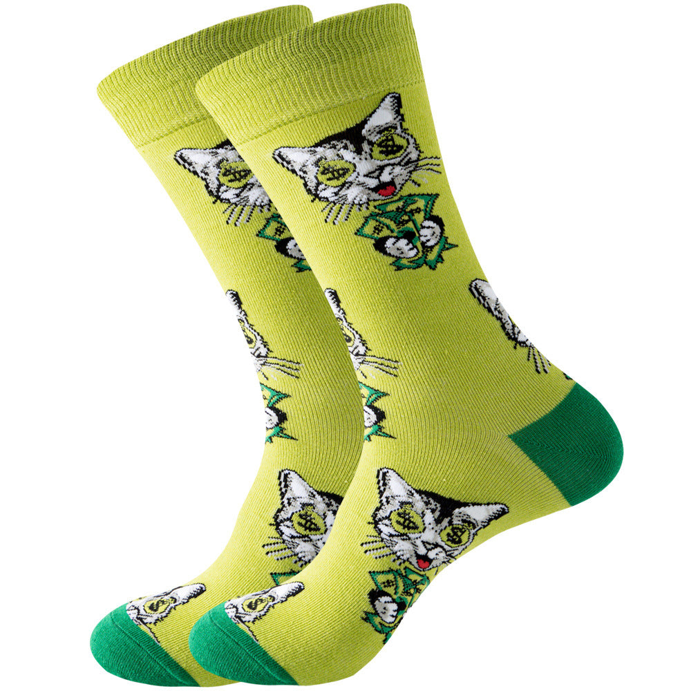 Animal Mid-calf Length Socks Geometric Men's Socks Tide