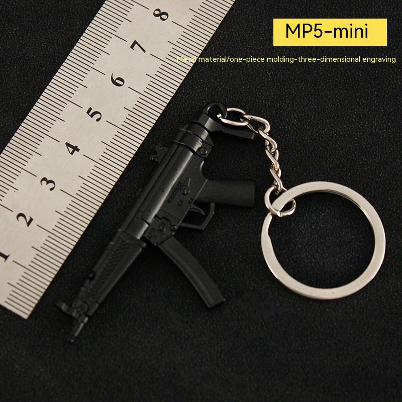 Peace Chicken Weapon Peripheral Mini Pendant MP5 All-metal Model Toy Gun Model Keychain Pendant 7cm