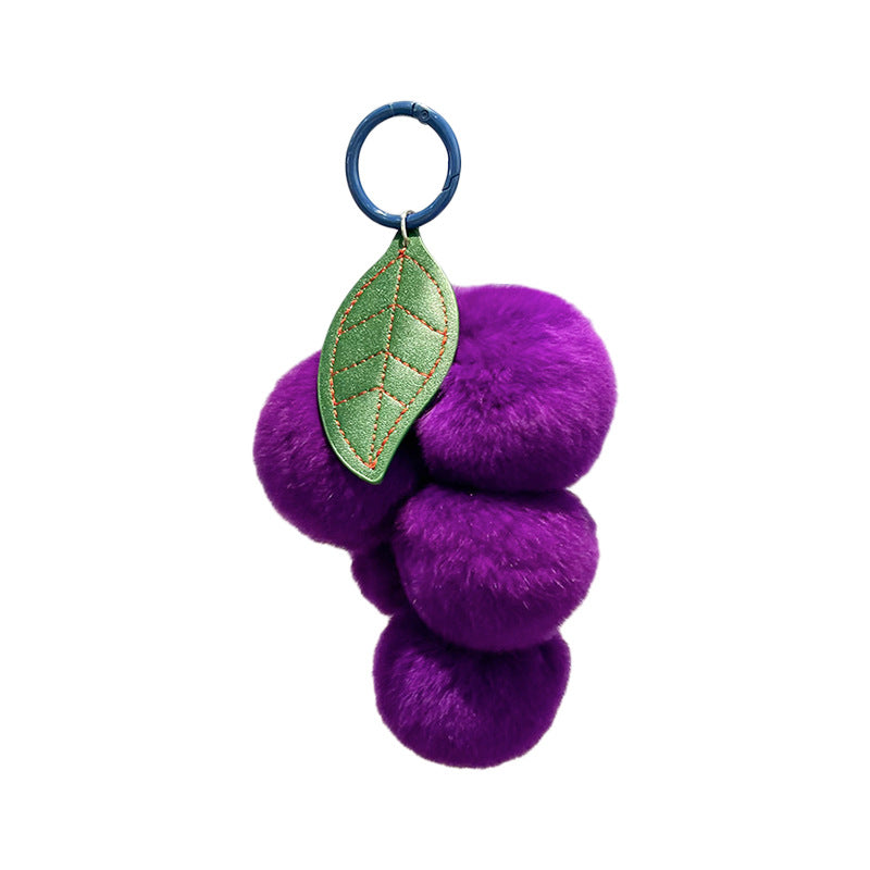 Real Rex Rabbit Hair Grape Car Key Ring Pendant