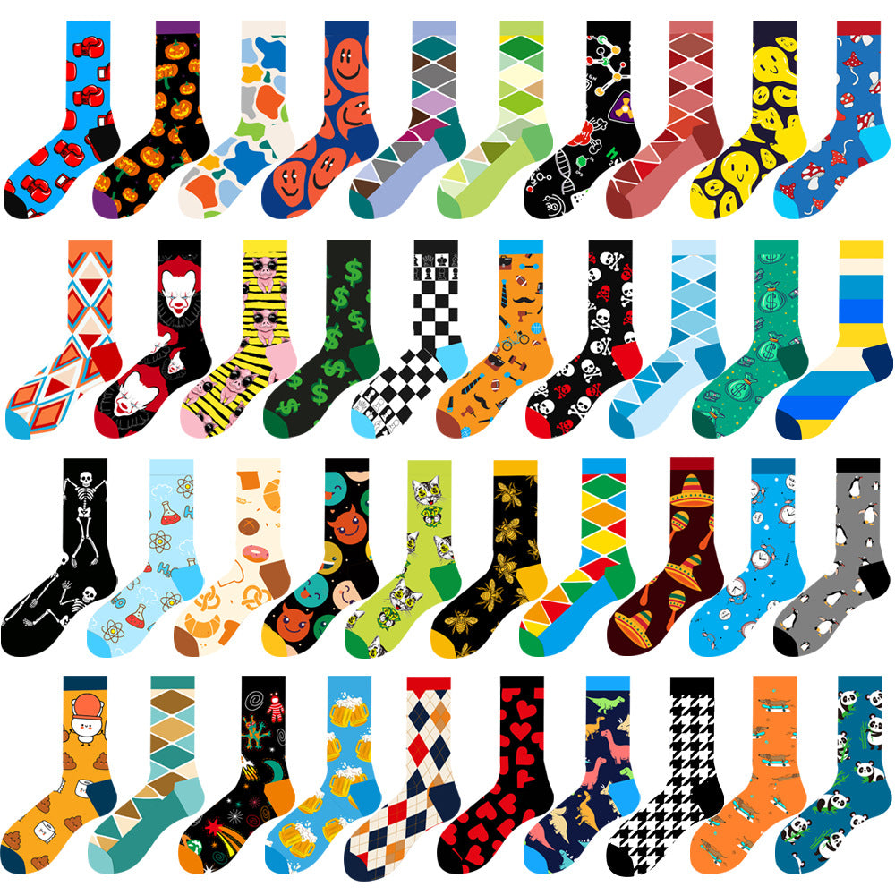 Animal Mid-calf Length Socks Geometric Men's Socks Tide