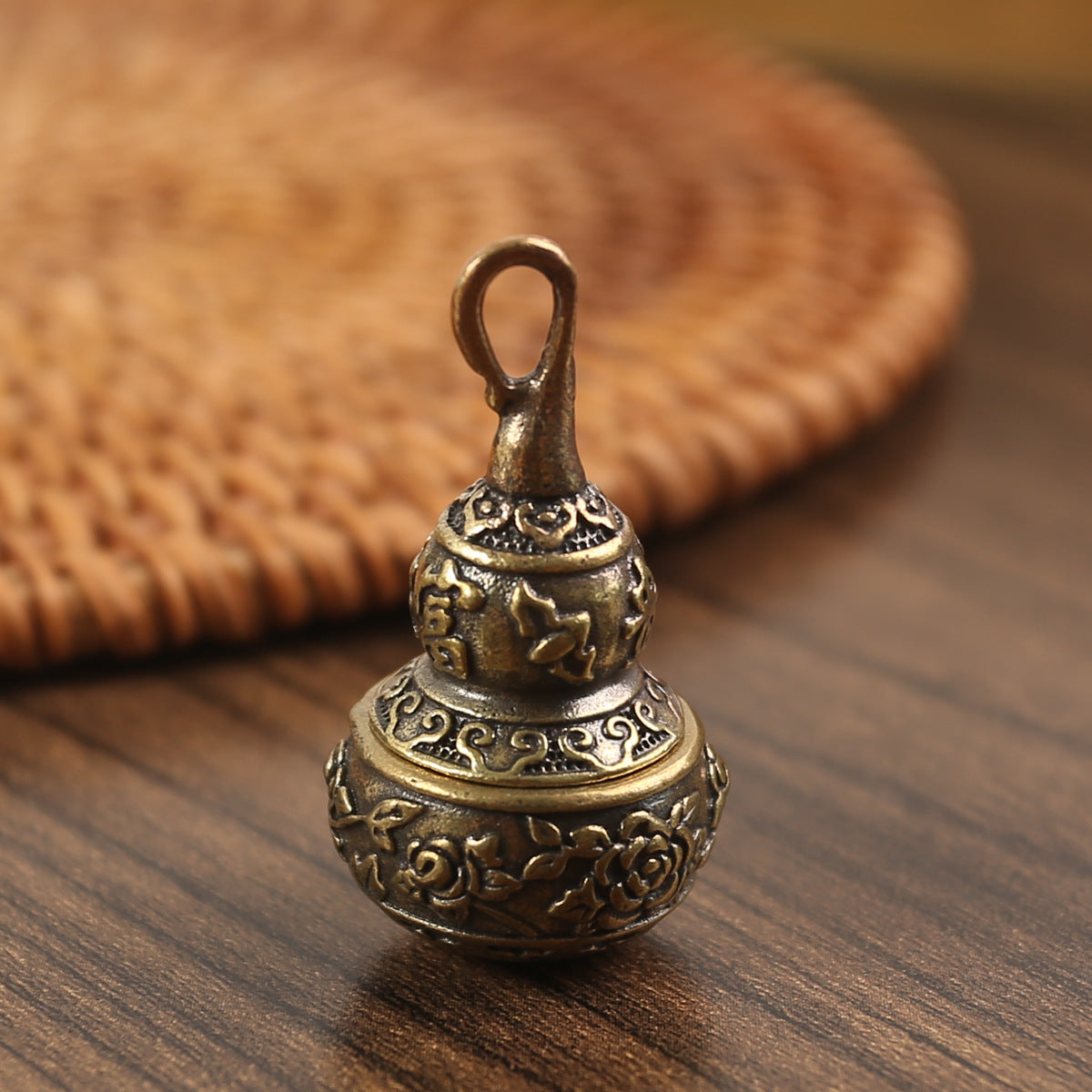 Retro Rich Gourd Middle Opening Pure Copper Keychain Pendant