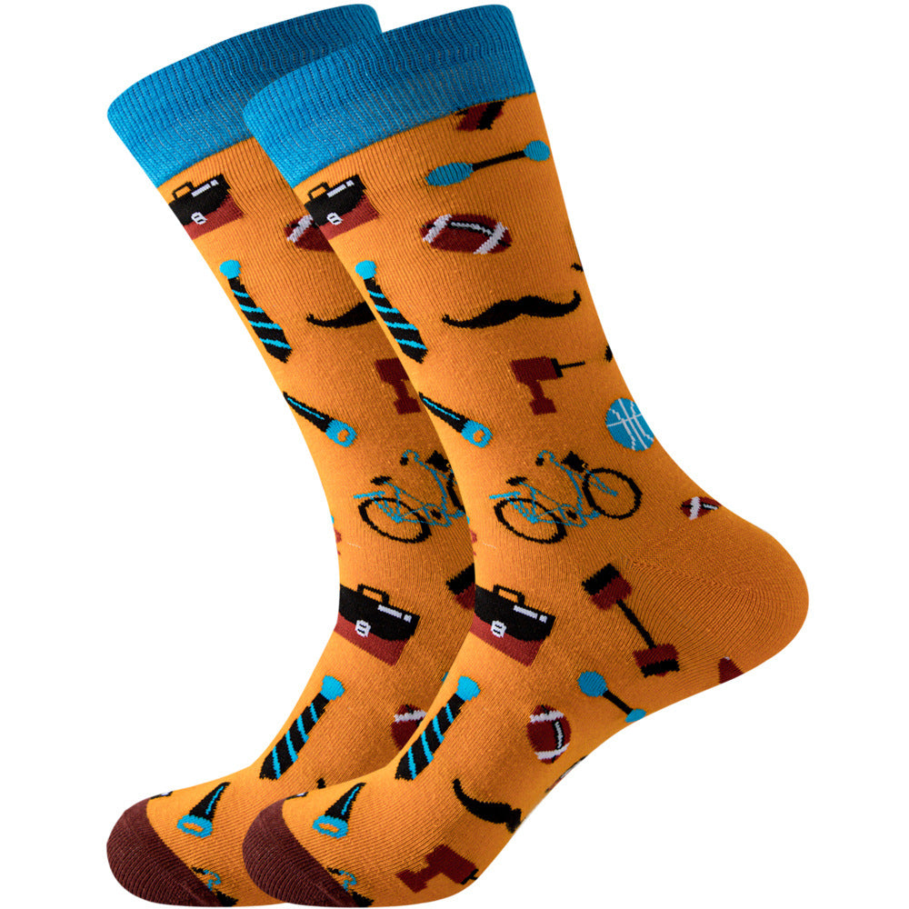 Animal Mid-calf Length Socks Geometric Men's Socks Tide