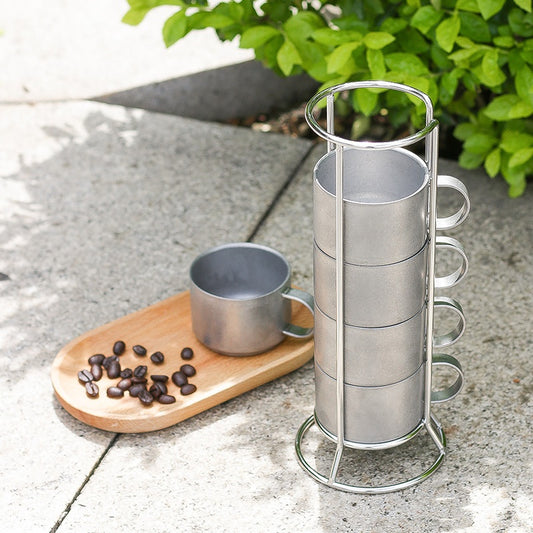 Outdoor Stainless Steel Double-deck Cup Heat Insulation Anti-scald Coffee Cup