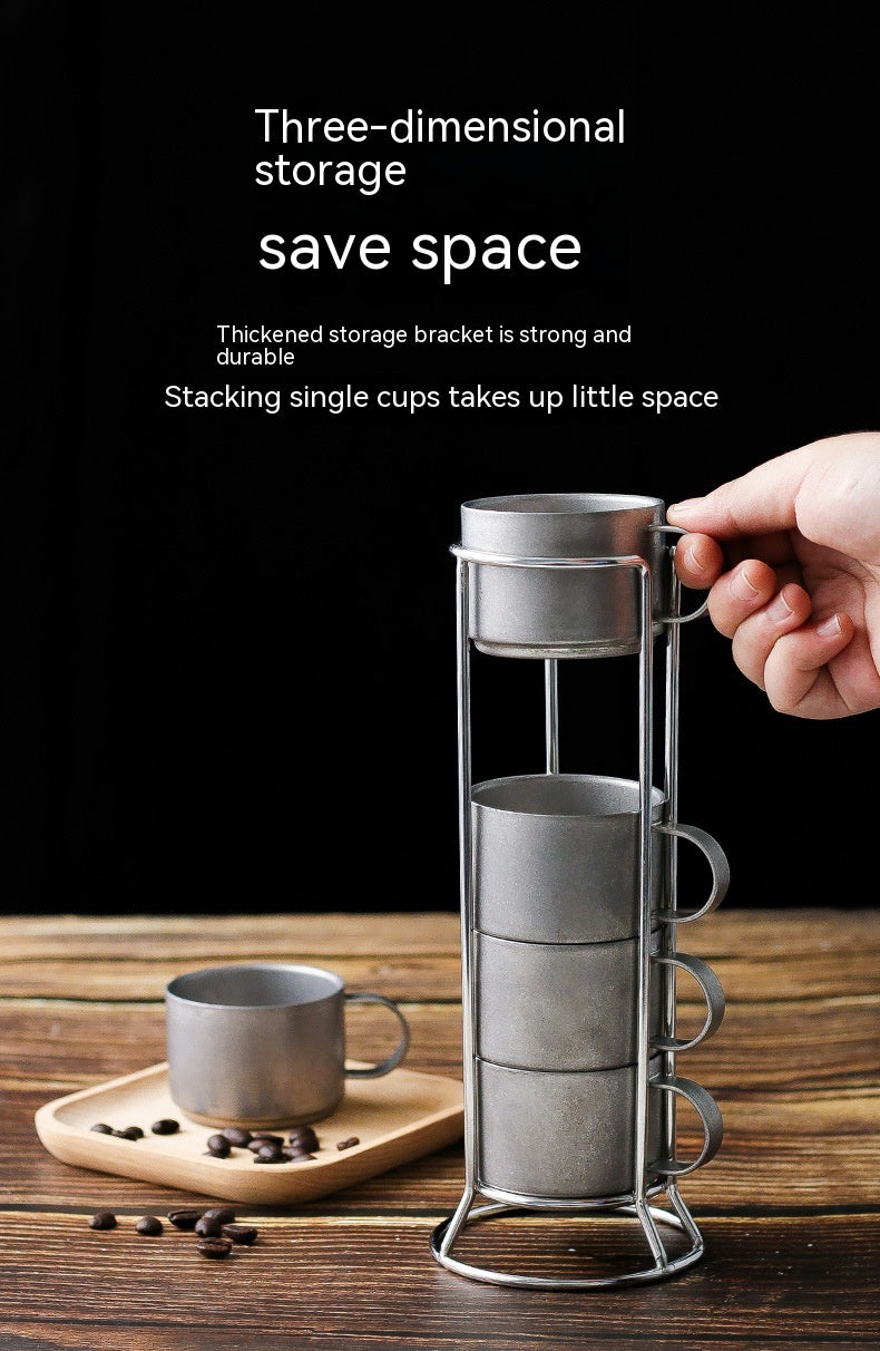 Outdoor Stainless Steel Double-deck Cup Heat Insulation Anti-scald Coffee Cup