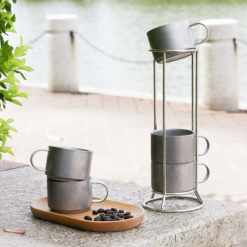 Outdoor Stainless Steel Double-deck Cup Heat Insulation Anti-scald Coffee Cup